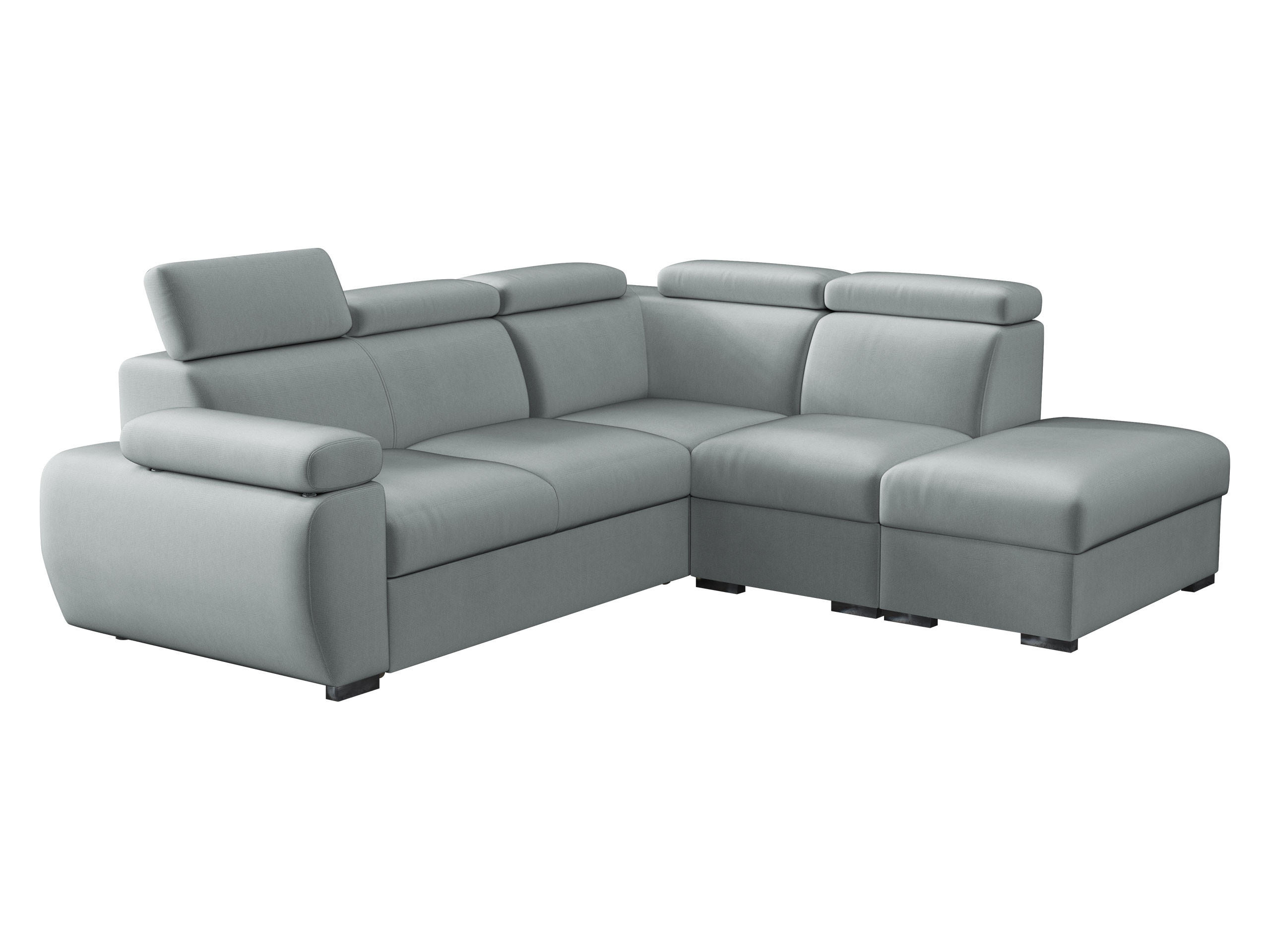 ECKSOFA Boston 2RR1P, Seite: Rechts 2R+R+1P(65)+PUFAP - Silberfarben/Hellgrau, Holz/Textil (260/230cm) - MIRJAN24