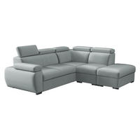 ECKSOFA Boston 2RR1P, Seite: Rechts 2R+R+1P(65)+PUFAP - Silberfarben/Hellgrau, Holz/Textil (260/230cm) - MIRJAN24