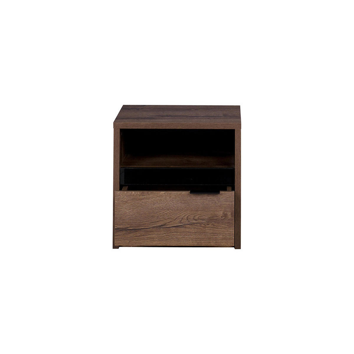 NACHTTISCH Devon mit 1 Schublade, Eiche monastery - Eichefarben/Schwarz, Holzwerkstoff/Metall (46.5/46/40cm) - Beautysofa