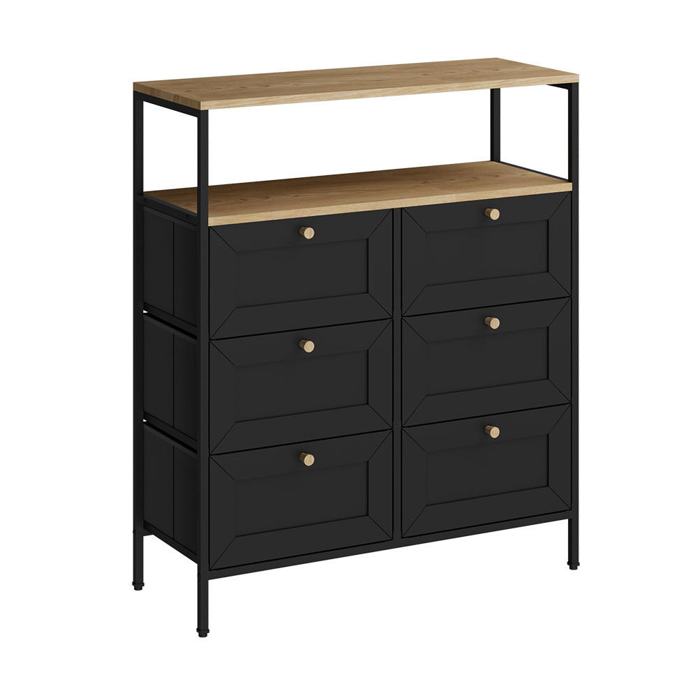 KOMMODE Belaro Schwarz 80 x 95 cm mit 6 Schubladen - Schwarz, Holzwerkstoff (80/95/30cm) - Vicco