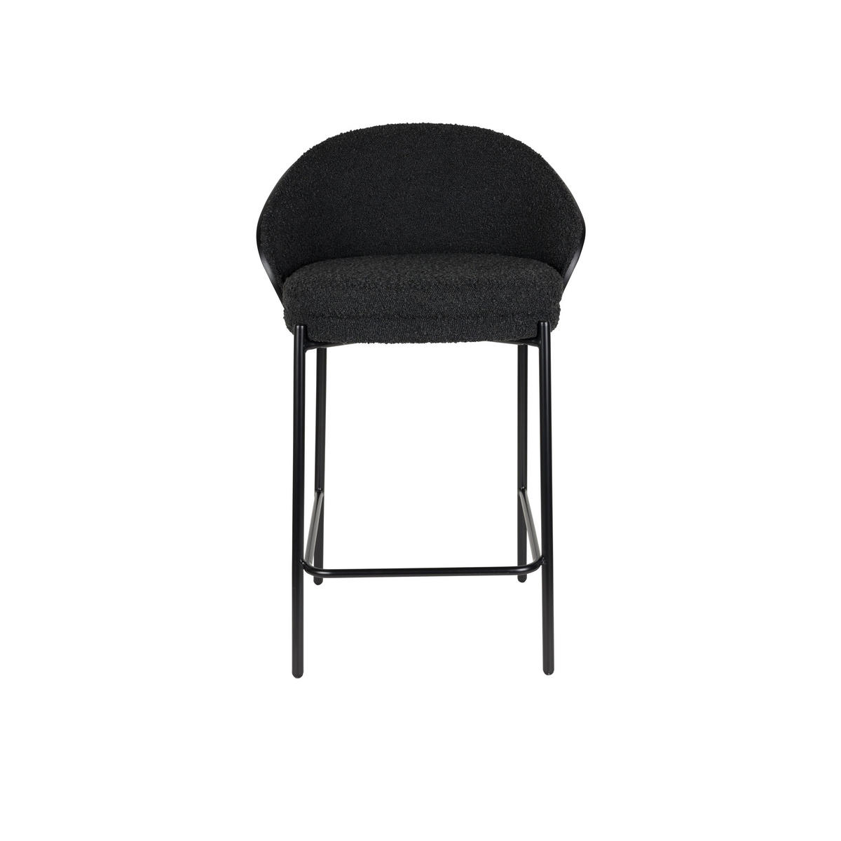 BARHOCKER Rodin Rückenlehne 65 cm Bouclé Schwarz - 2 er Set - Schwarz, Kunststoff (53/87/50cm) - Dutchbone