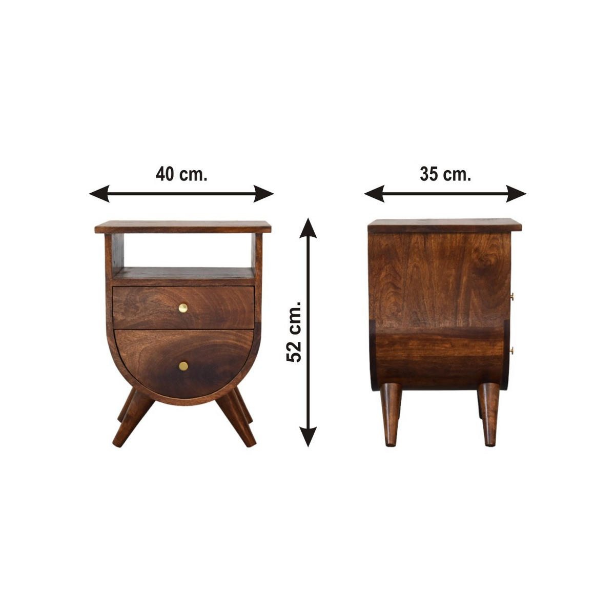 NACHTTISCH Split - Kastanienfarben/Messingfarben, Holz/Metall (40/52/35cm) - Artisan Furniture