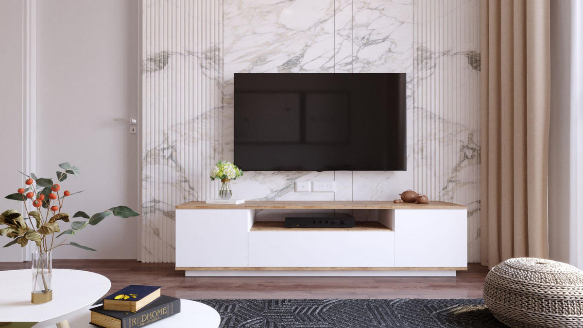 TV-MÖBEL fr7 weiss - Weiß, Holz (44/44/180cm) - Habitat Garten