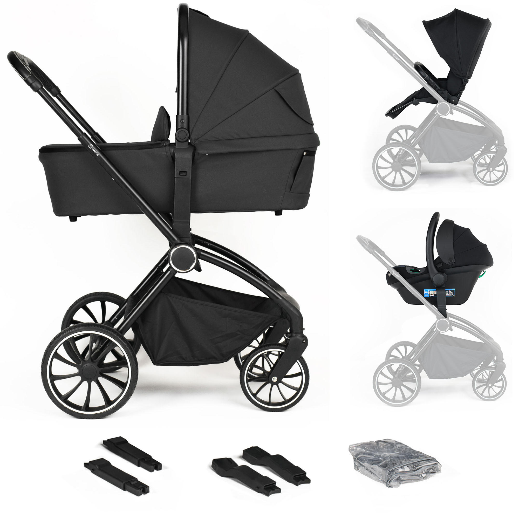 KOMBIKINDERWAGEN Harmony 3in1, schwarz - Schwarz, Metall (59/97cm) - BabyGo