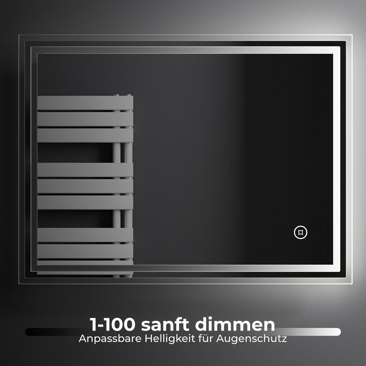 BADSPIEGEL mit Anti-Beschlag Beleuchtung 80/60/3,5 cm - Weiß, Glas (60/3.5/80cm) - EMKE