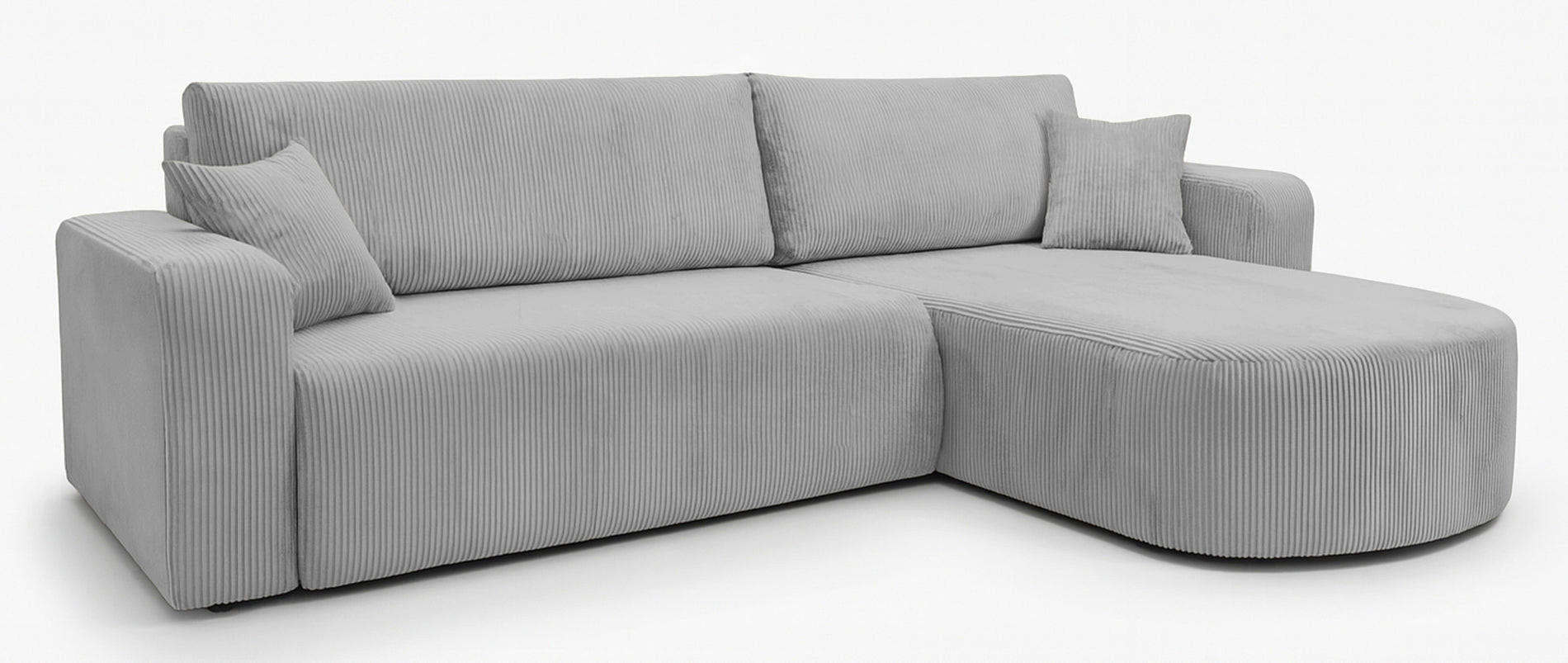 ECKSOFA TEEO Cord Hellgrau 170 cm L-Form beidseitig - Hellgrau/Schwarz, Kunststoff/Textil (170/275cm) - Homebook