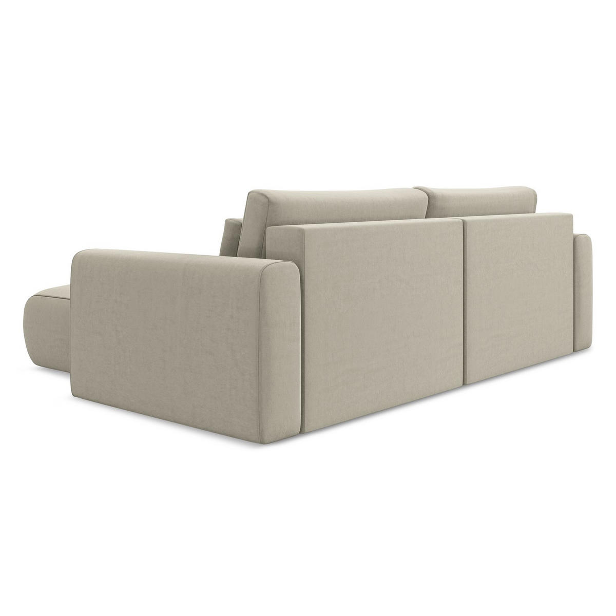ECKSOFA mit Schlaffunktion Samt Stoff Creme - Perlmutt/Creme, Kunststoff/Textil (240/149cm) - LaMiaSofa