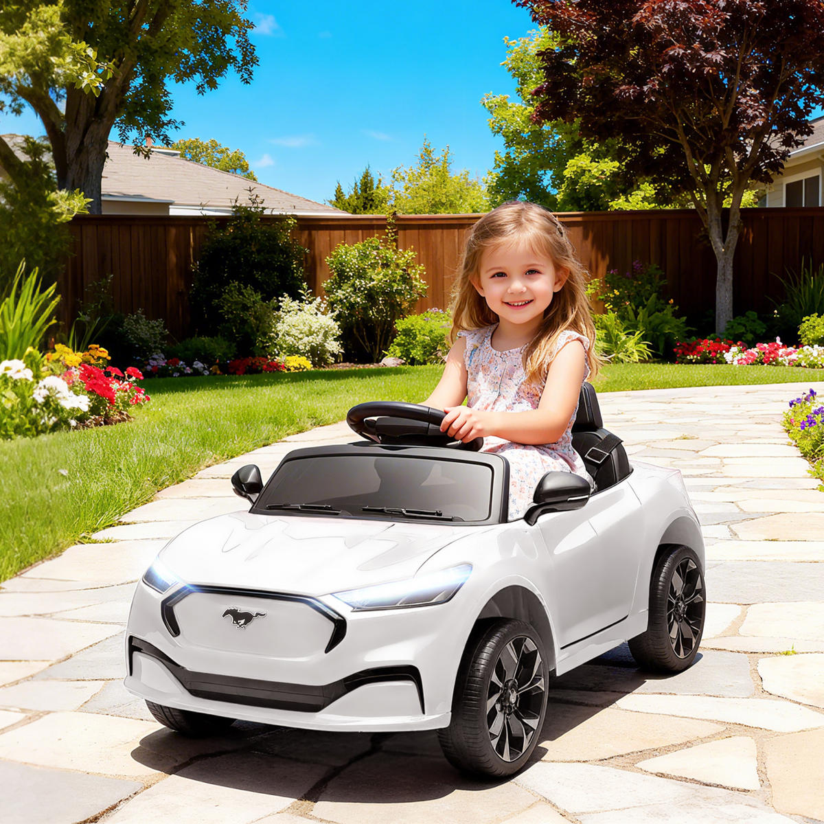 ELEKTRO-KINDERAUTO DE-13149 2 Motoren Weiß - Weiß, Kunststoff (233.68/139.7/111.76cm) - ComfortXL
