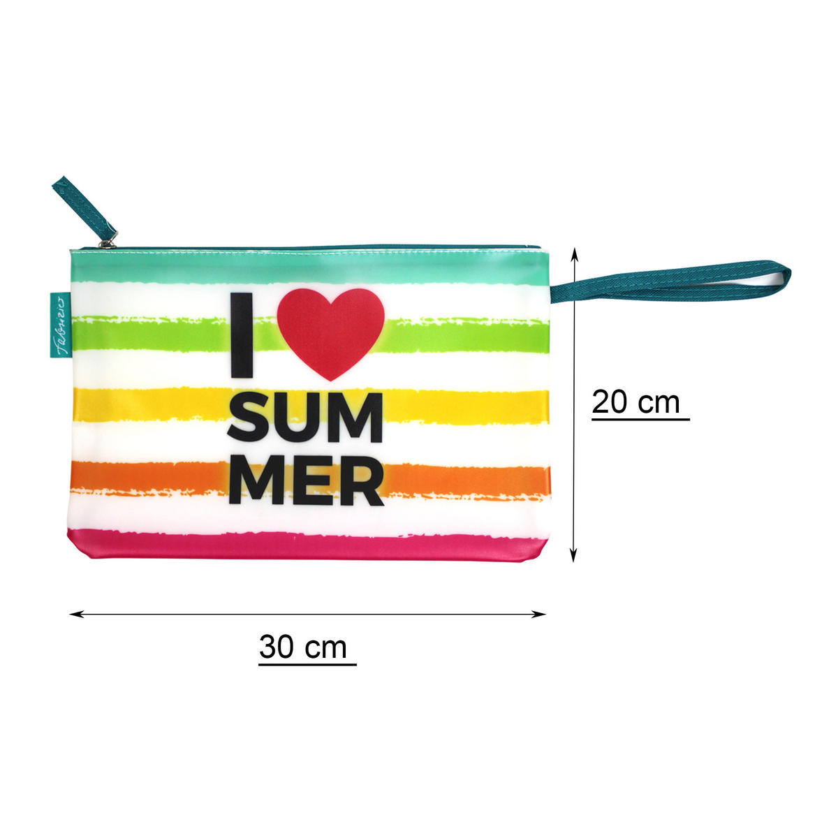 BIKINI WETBAG I Love Summer Weiß Badetasche wasserdichte Nasstasche - Multicolor, Kunststoff (20/20/30cm) - TiborTex