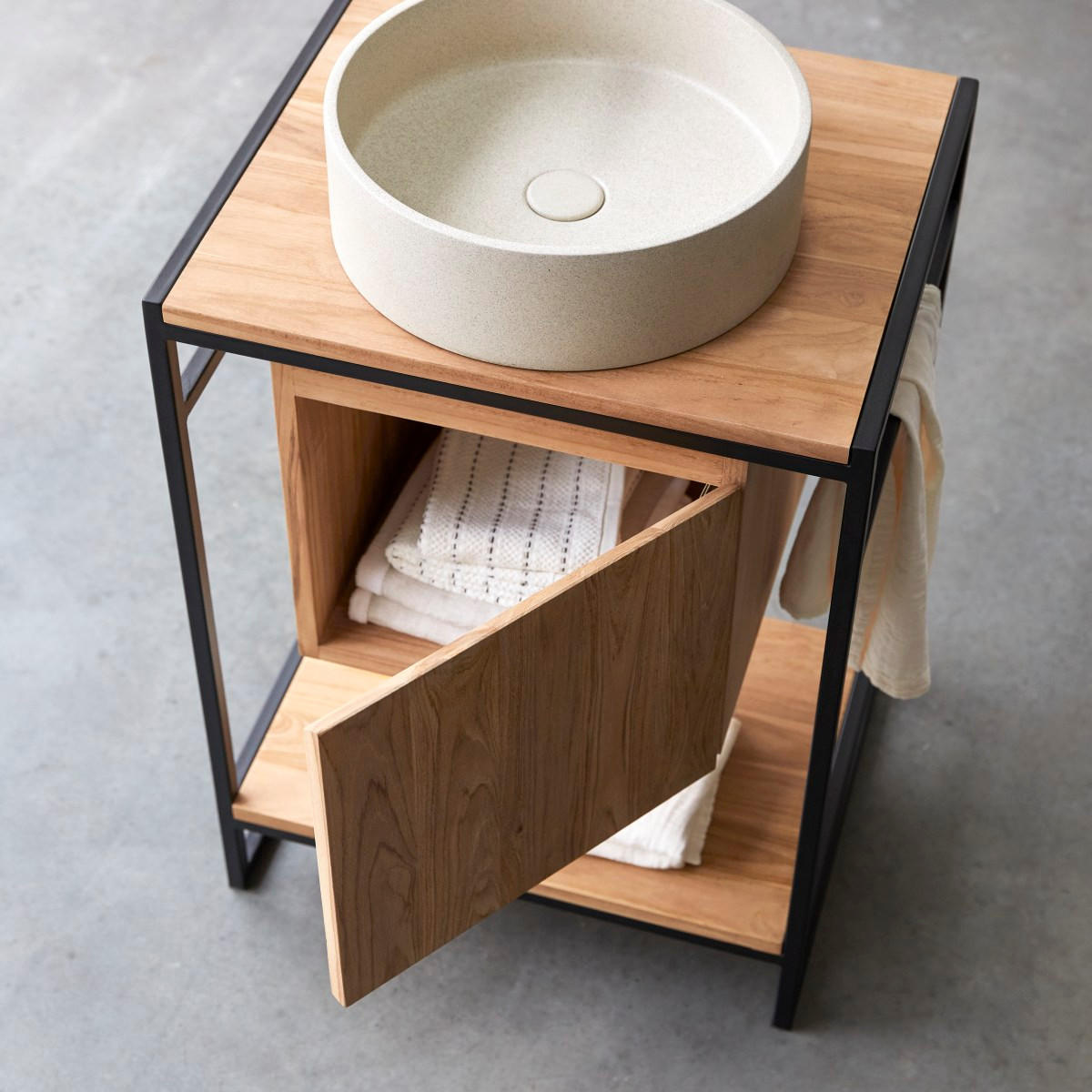 WASCHTISCHUNTERSCHRANK Michal Natur aus Teak - Naturfarben, Holz (60/80/50cm) - Tikamoon