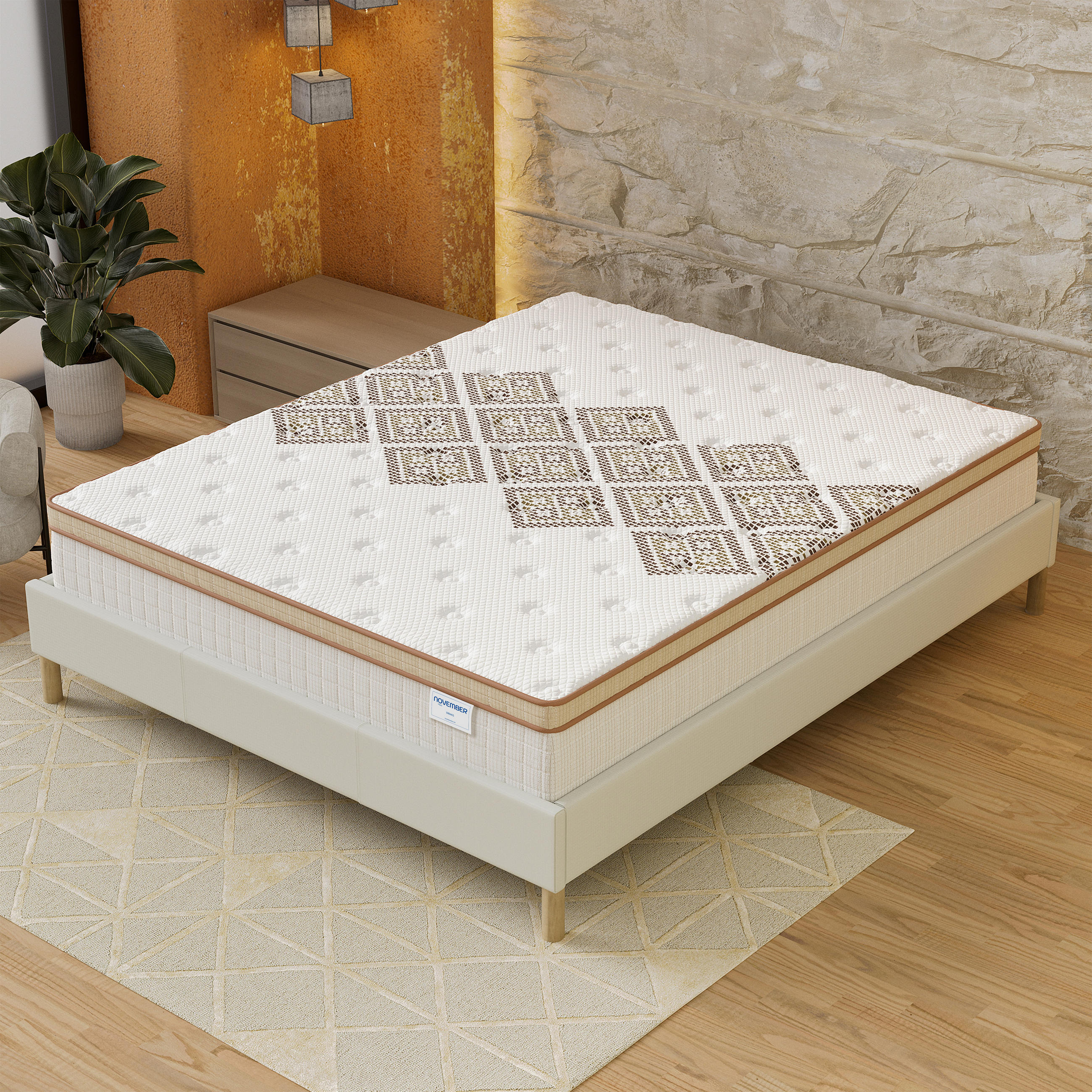 TASCHENFEDERKERNMATRATZE höhe 28cm 200x200cm - Weiß, Naturmaterialien (200/200cm) - November Sleep