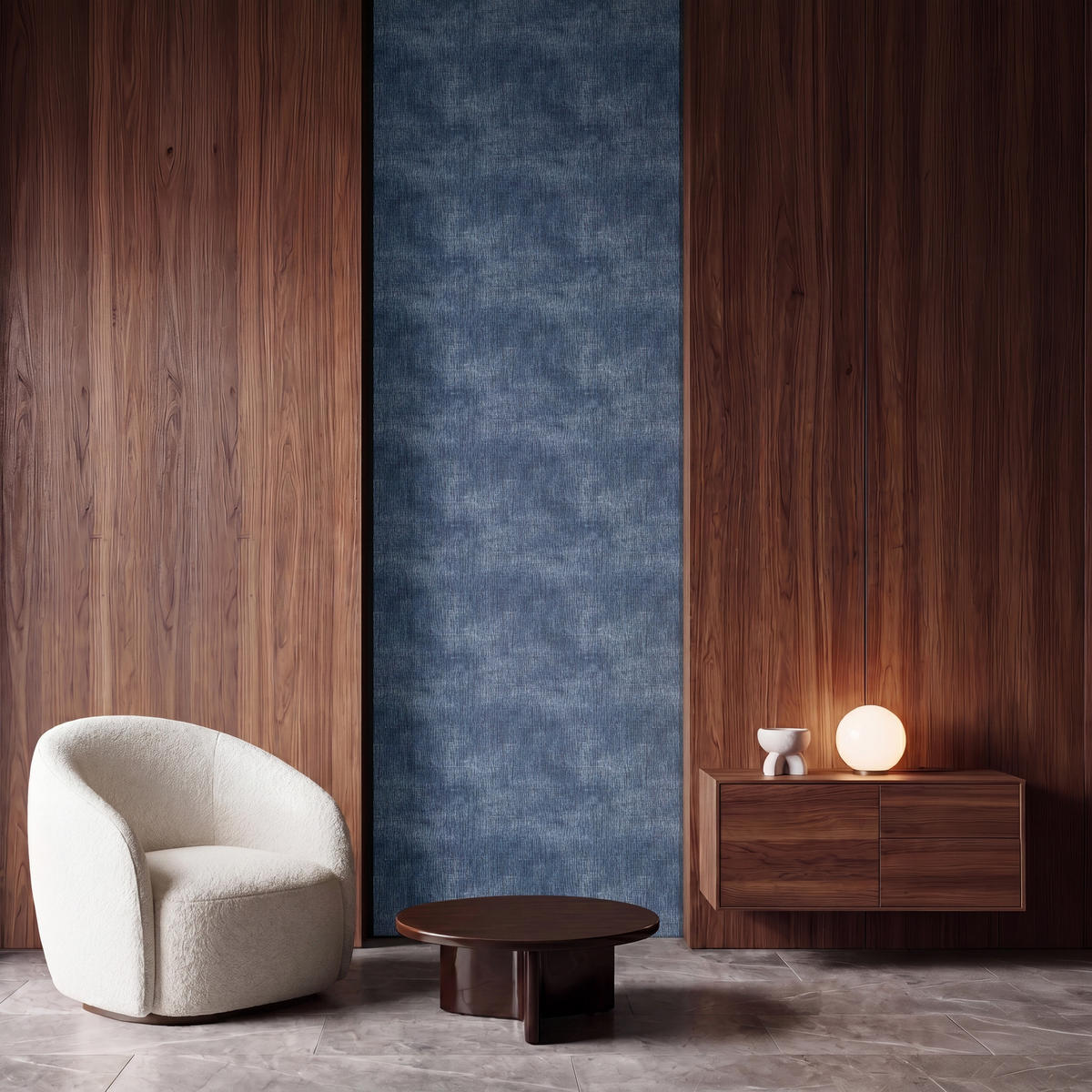 TAPETE - Leinen - Textur - Muster - Denim - Rustikal - 100x280 cm - Blau, Papier (100/280cm) - OnlyWow