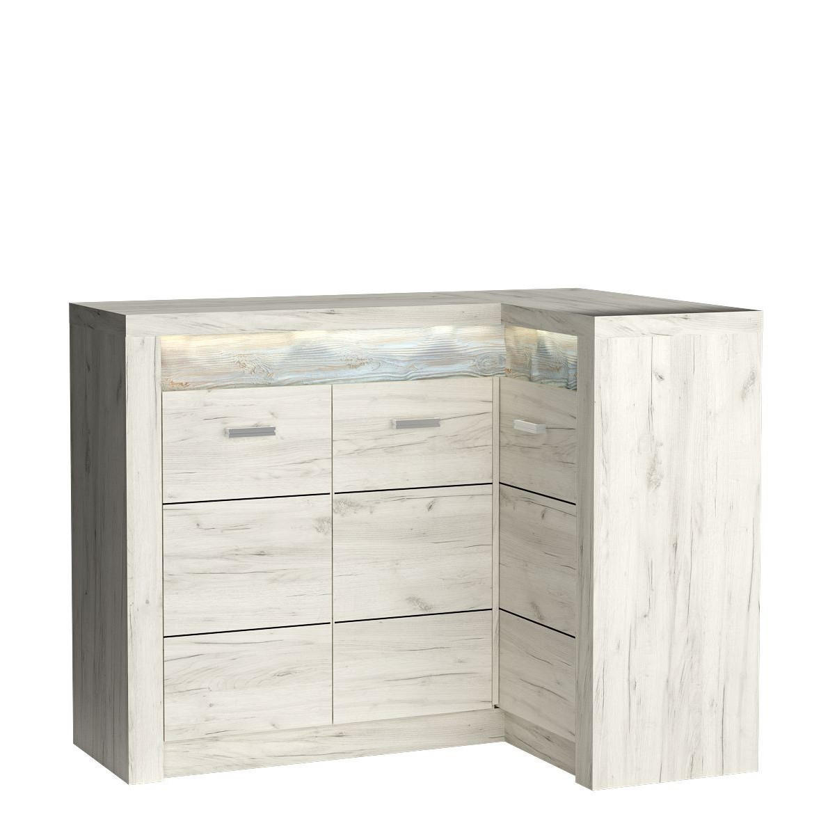 KOMMODE ZERI 131/103,5/42cm mit Schubladen 3 Türen Eiche Bianco - Eiche Bianco, Holzwerkstoff (131/103.5/42cm) - MASSENO