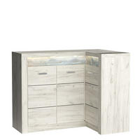 KOMMODE ZERI 131/103,5/42cm mit Schubladen 3 Türen Eiche Bianco - Eiche Bianco, Holzwerkstoff (131/103.5/42cm) - MASSENO