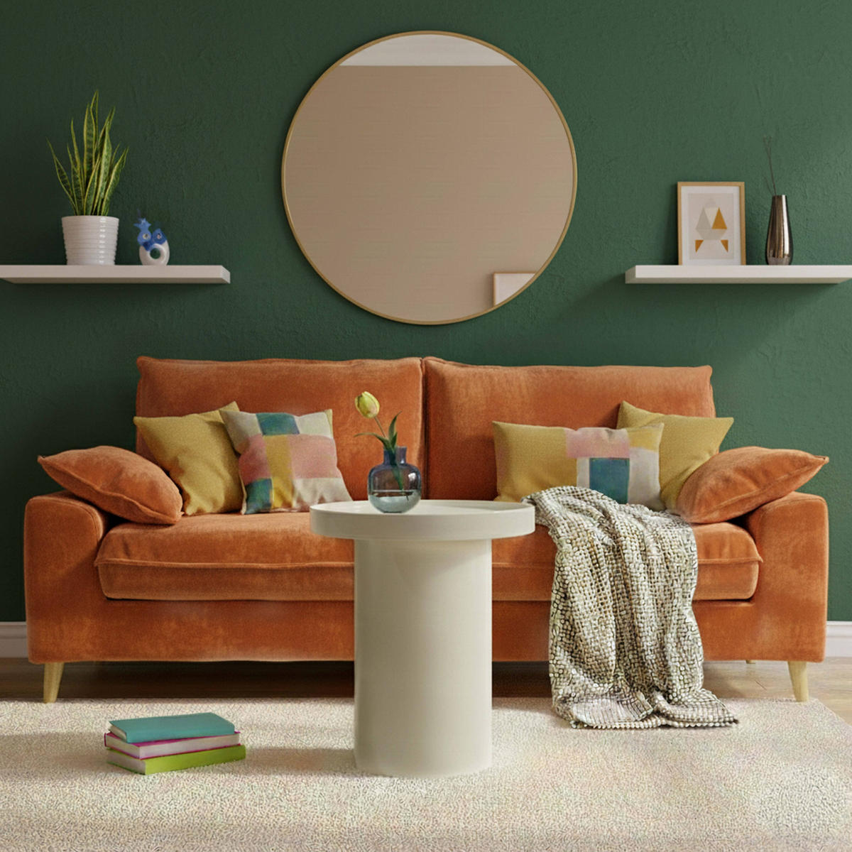 COUCHTISCH, Ekru - Weiß, Holzwerkstoff (40/40/51cm) - Oviala