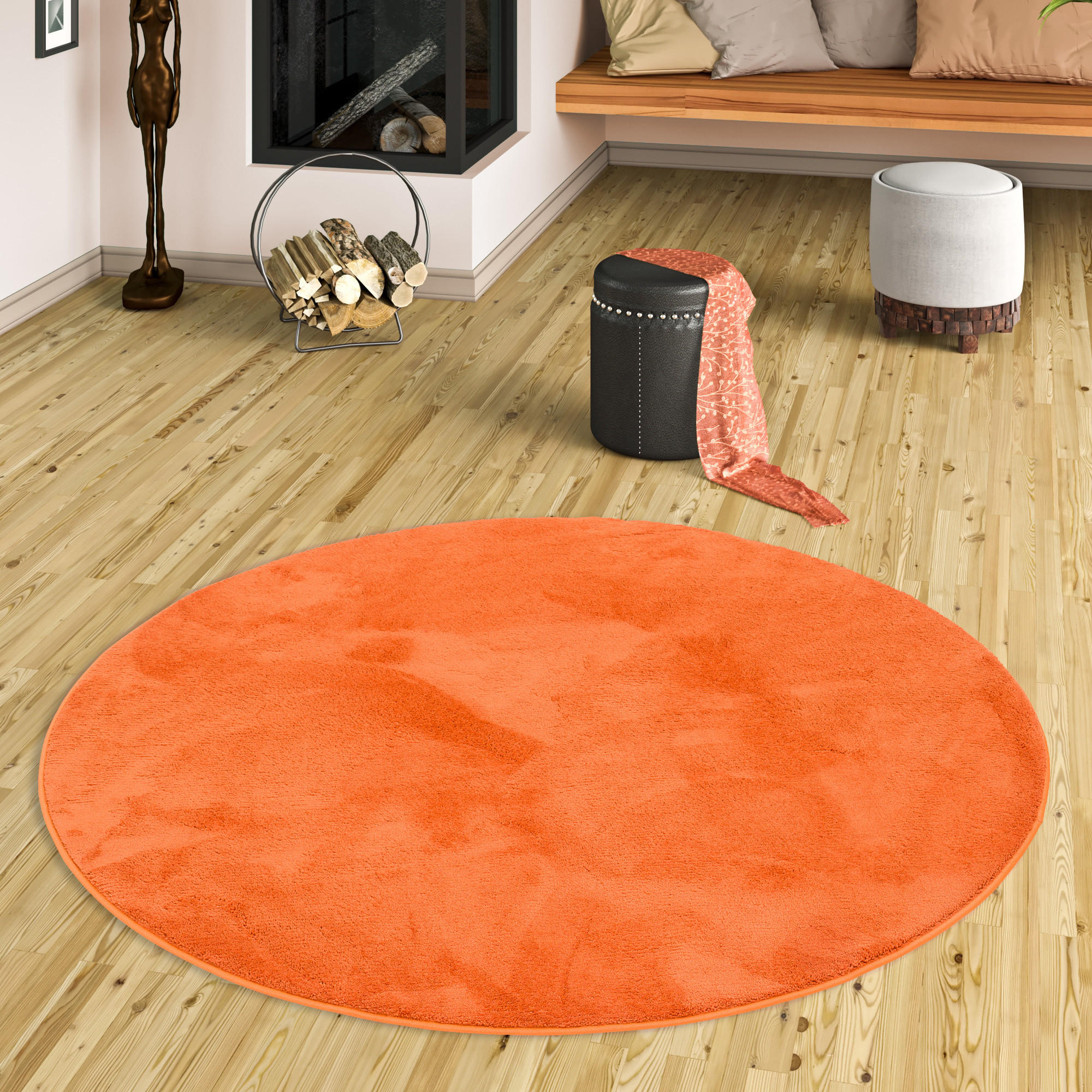 HOCHFLOR LANGFLOR TEPPICH SUPER SOFT MELIA RUND - Orange, Textil (120/120cm) - Pergamon