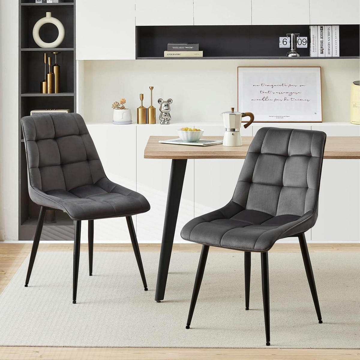 ESSZIMMERSTUHL 2er Set mit Rückenlehne, Samt anthrazit - Anthrazit, Textil (44/86/44cm)