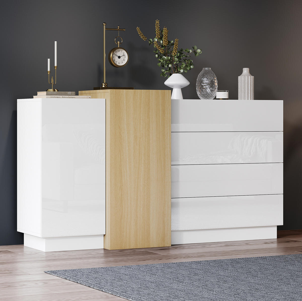 SIDEBOARD 140/35/76.5 cm Weiß aus MDF grifflos - Weiß, Holzwerkstoff (35/76.5/140cm) - OKMYHOME