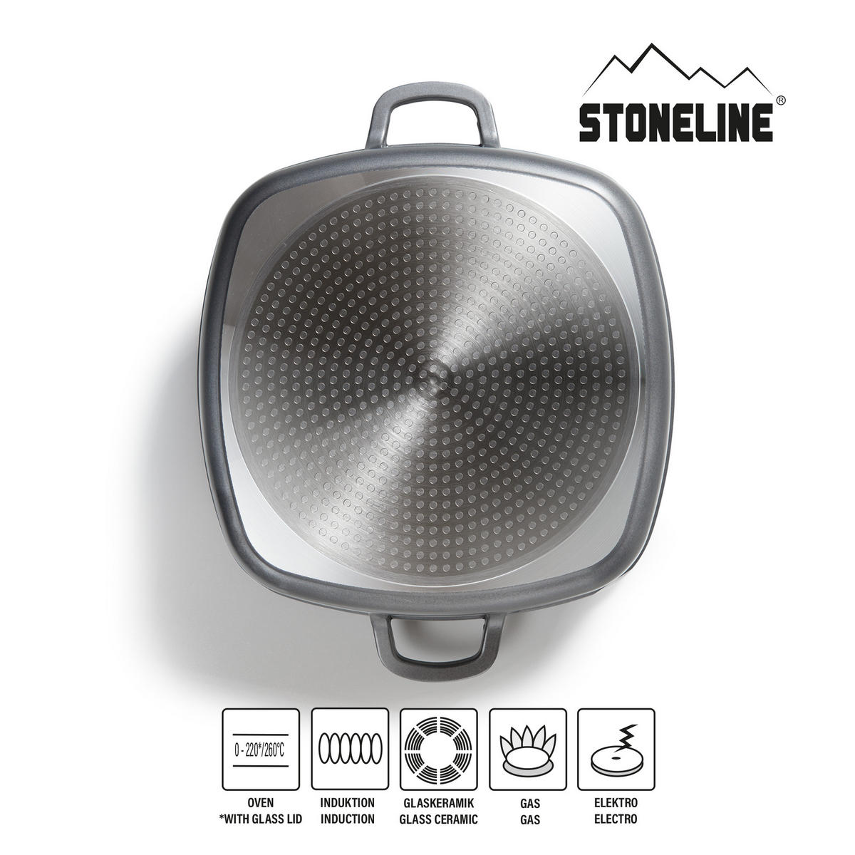 ECKPFANNE - Grau, Metall (28/28/7.5cm) - Stoneline