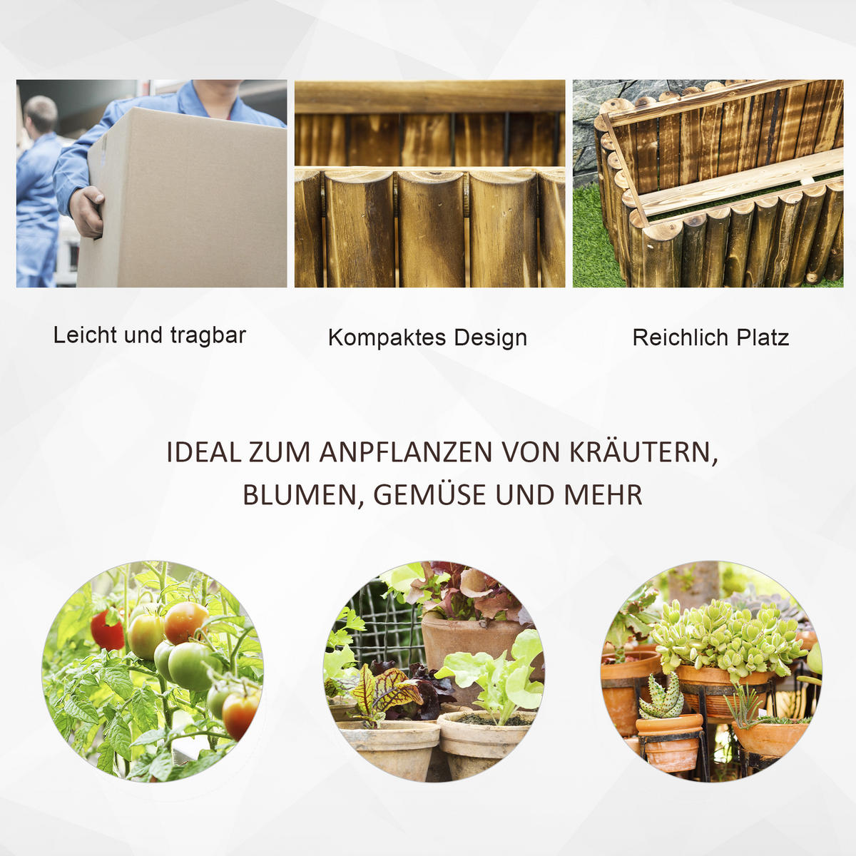 HOCHBEET Pflanzkasten Pflanzbeet Gemüse Blumenbeet Blumenkasten, Tannenholz, Natur - Fichtefarben, Holz (38.5/40/100cm) - Outsunny
