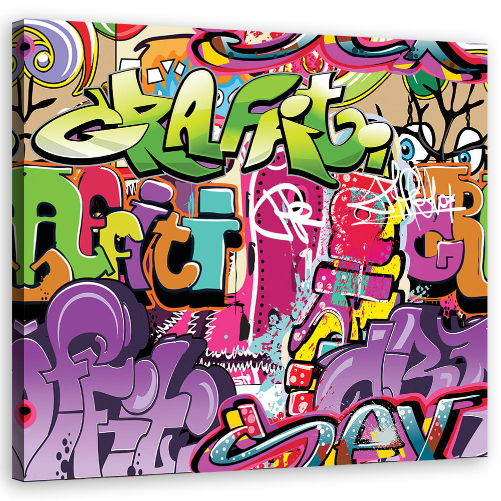 LEINWANDBILD, Graffiti Street art Abstrakt Bunt 50x50cm - Multicolor, Textil (50/50cm) - Feeby