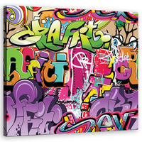 LEINWANDBILD, Graffiti Street art Abstrakt Bunt 50x50cm - Multicolor, Textil (50/50cm) - Feeby