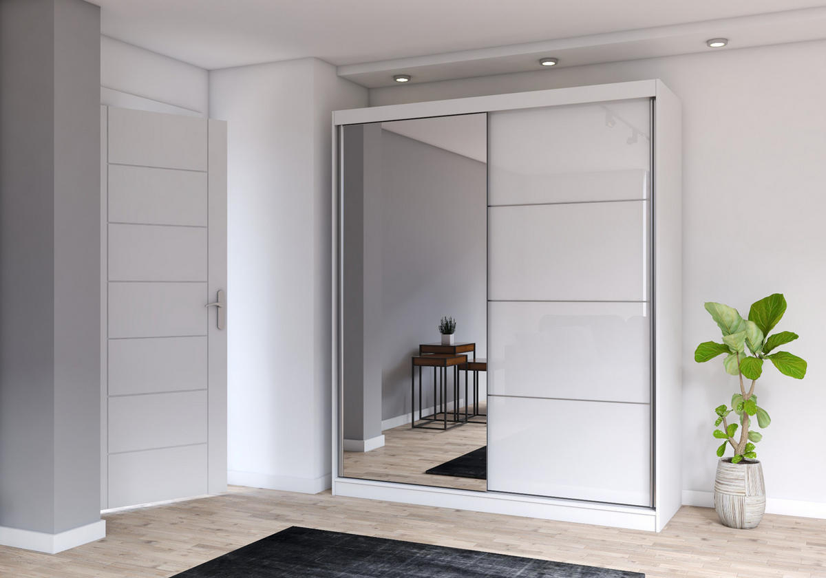 SCHIEBETÜRENSCHRANK - Ben 35s (Weiß, 233 cm) - Weiß, Holzwerkstoff (233/218/61cm) - Möblo