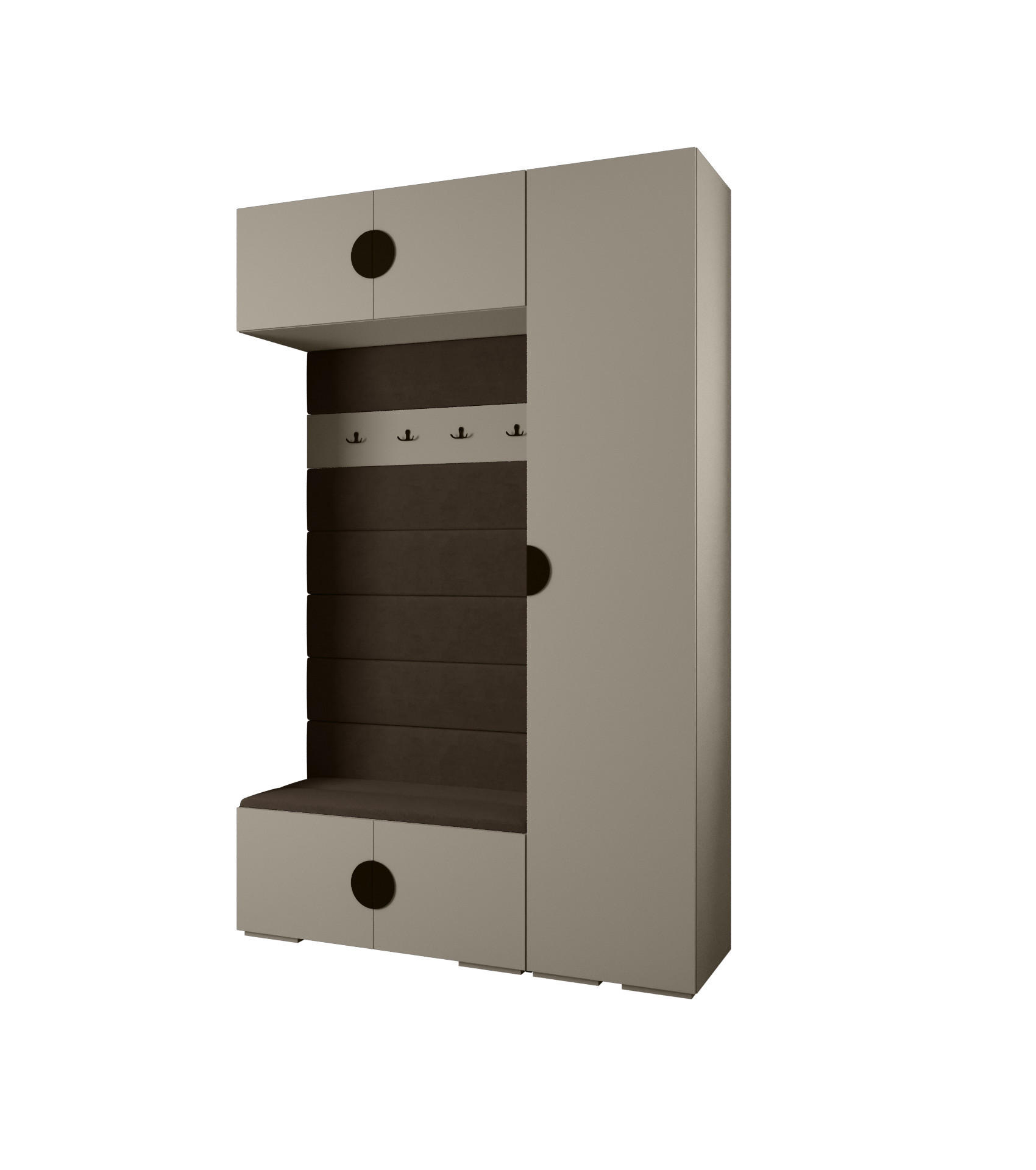 Abiks Möbel Garderoben-Set Kaschmir, Braun, Schwarz 150x236.7x47 cm