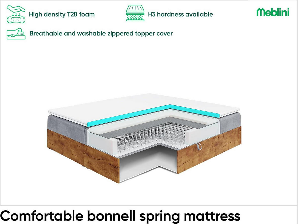 BOXSPRINGBETT LOFTY BOX - Dunkelgrau, Holzwerkstoff (120/220cm) - Meblini