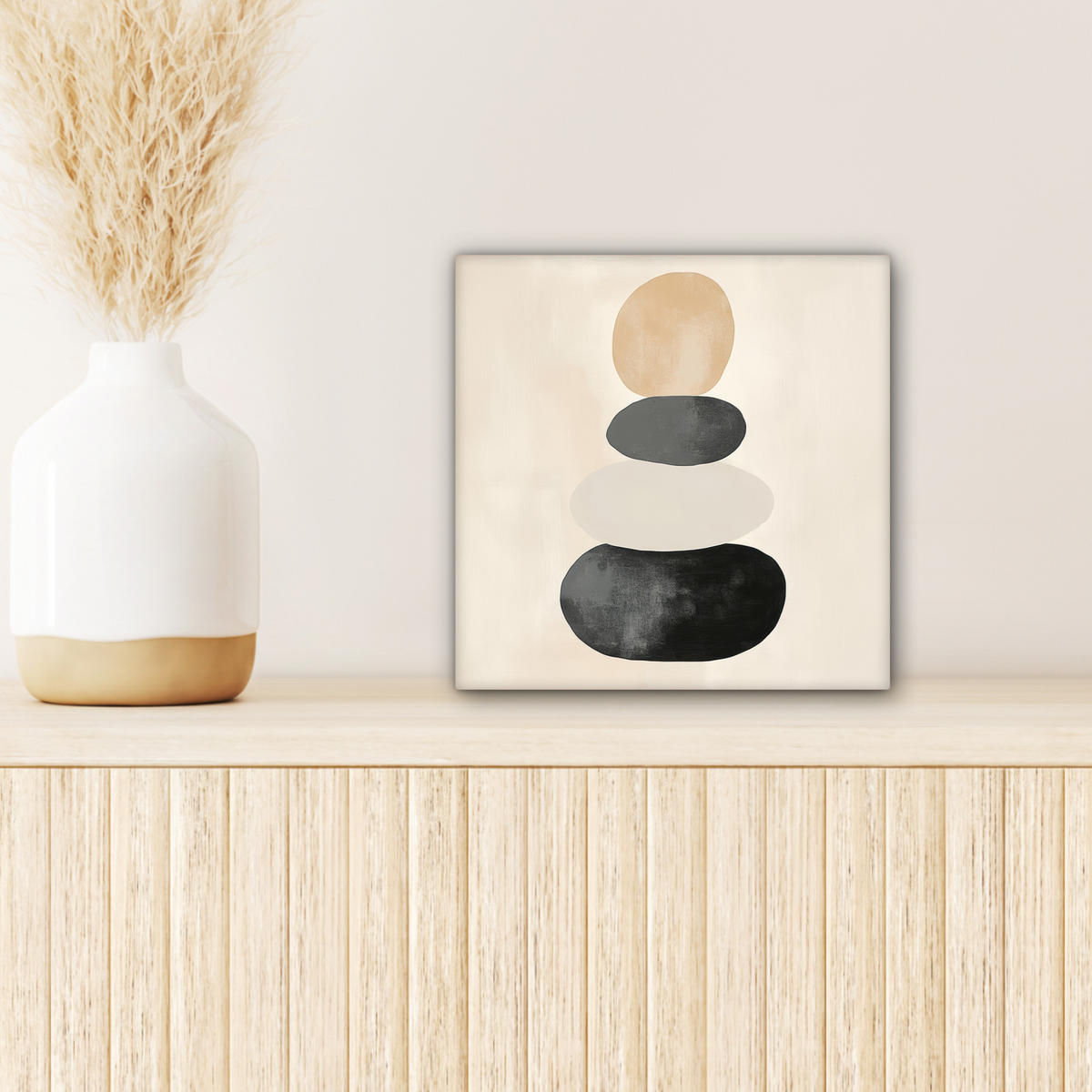 LEINWANDBILD Japandi - Wabi sabi - Beige 20x20 cm - Taupe, Textil (20/20cm) - MuchoWow