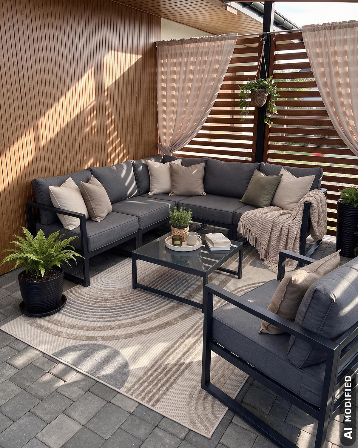 TEPPICH In-& Outdoor Fano Sole Mazovia 120x170cm Braun Creme Geometrisch Kurzflor - Grau, Textil (120/170cm) - Mazovia