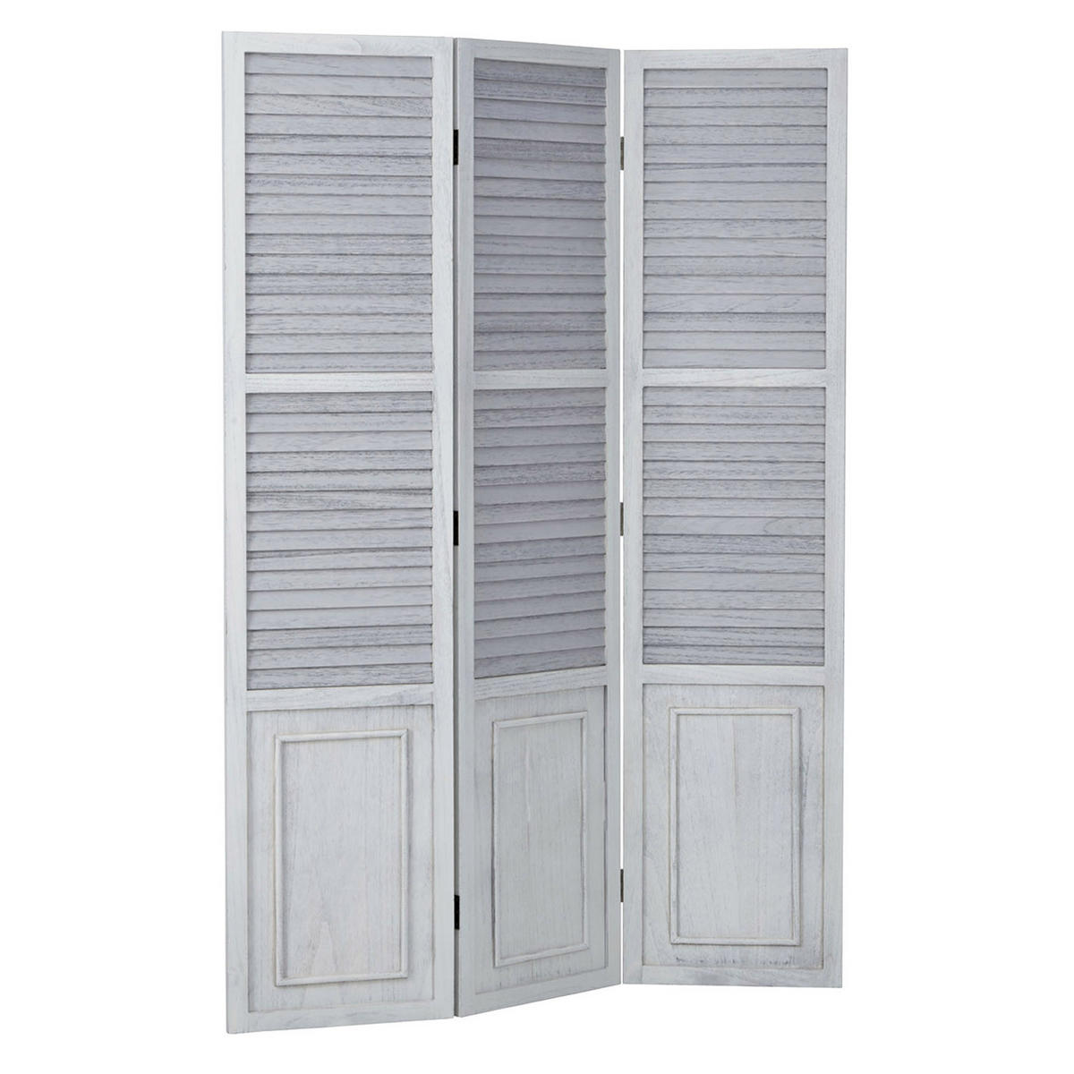PARAVENT 3-tlg. 120/170 cm Weiß shabby washed - Weiß, Holz (120/170/2cm) - Homestyle4u