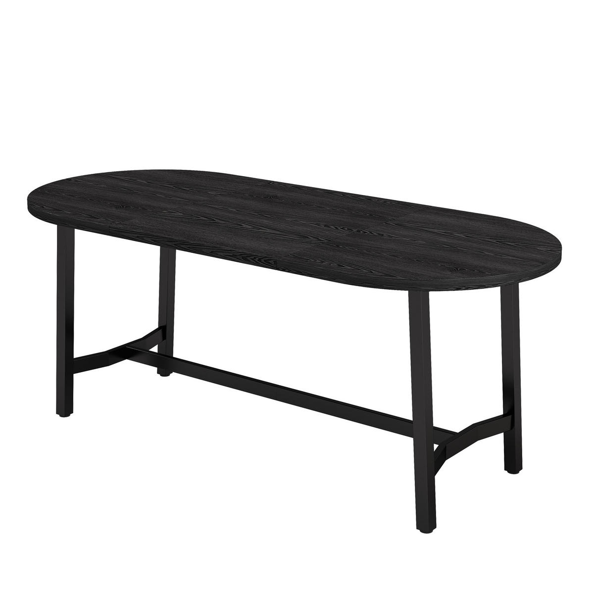 ESSTISCH 180x80cm Abgerundete Ecken Eisenbeine Schwarz - Schwarz, Metall (80/180/75cm) - FLIEKS