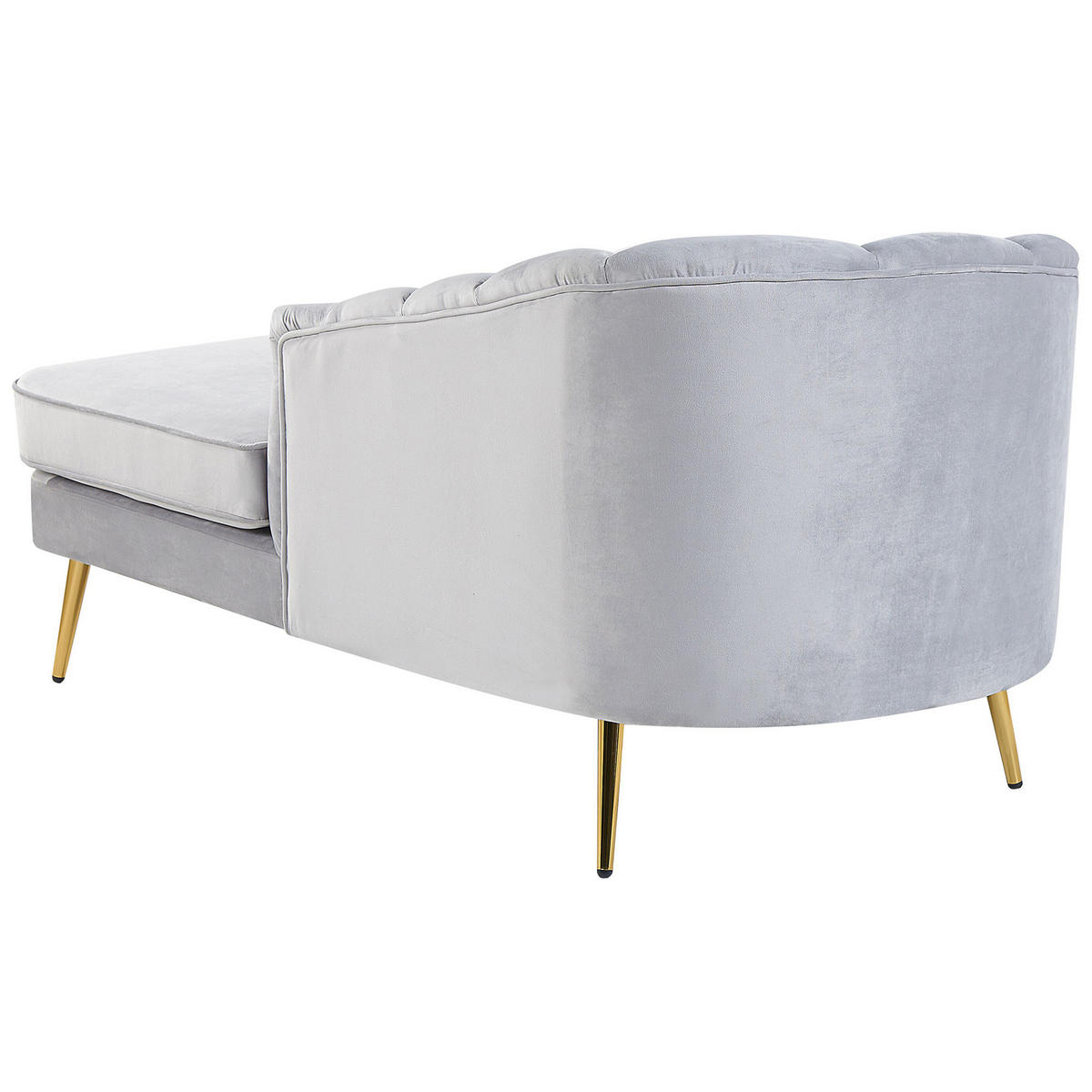 CHAISELONGUE Samtstoff hellgrau linksseitig Allier - Goldfarben/Grau, Textil (150/75/76cm) - Beliani