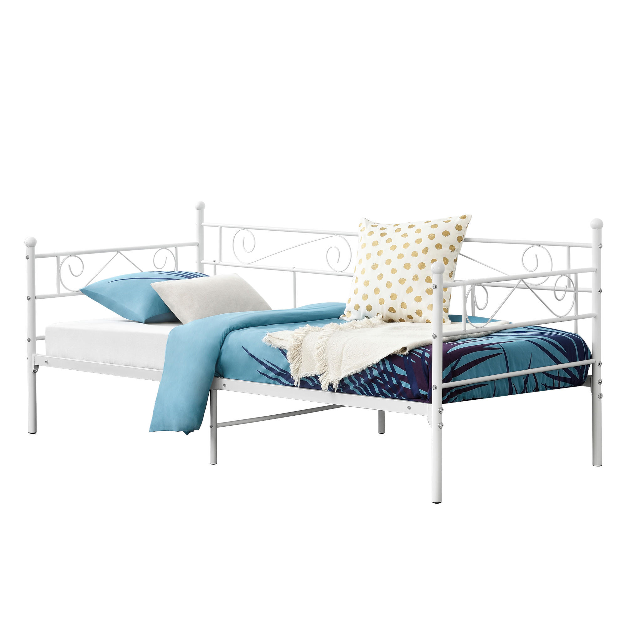 TAGESBETT Kerava - Weiß, Metall (90/200cm) - [en.casa]