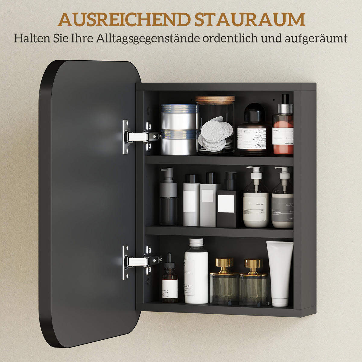 BADEZIMMERSPIEGEL Schwarz - Schwarz, Holzwerkstoff (40.2/50.9/10.2cm)