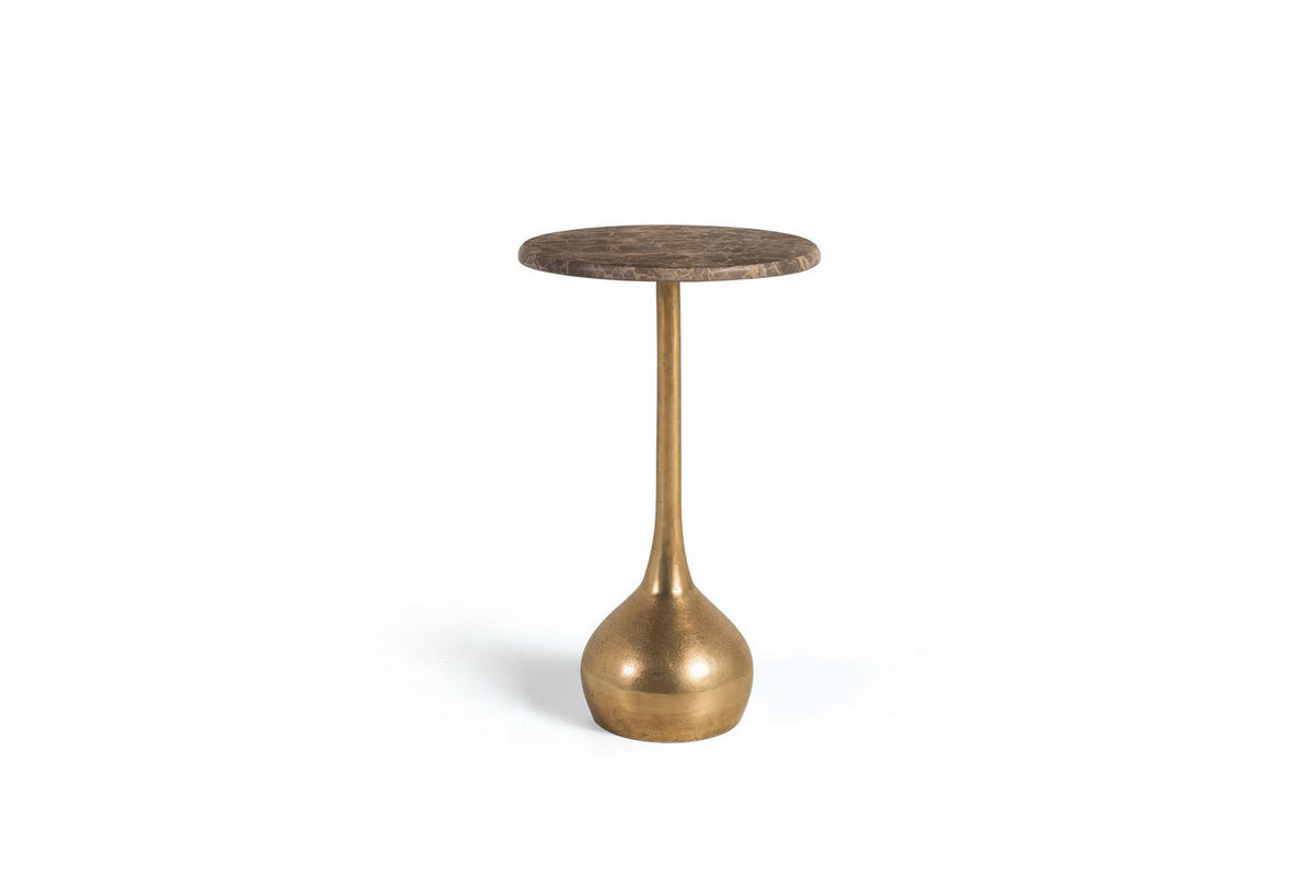 BEISTELLTISCH aus Marmor und Metall - Goldfarben, Metall (36/36/56cm) - Giner y Colomer