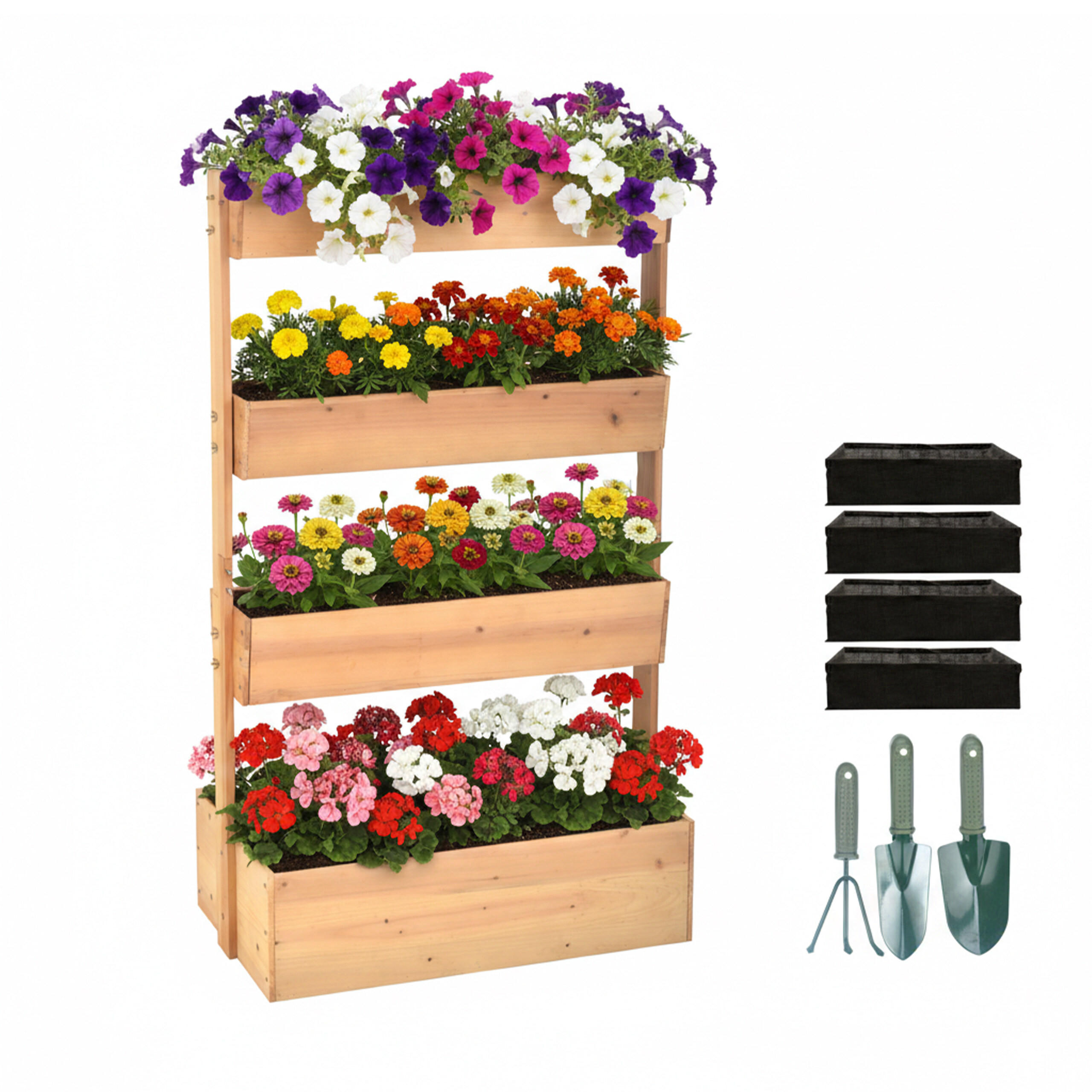 VERTIKALBEET - Braun, Holz/Textil (85/140/48cm) - Relaxdays