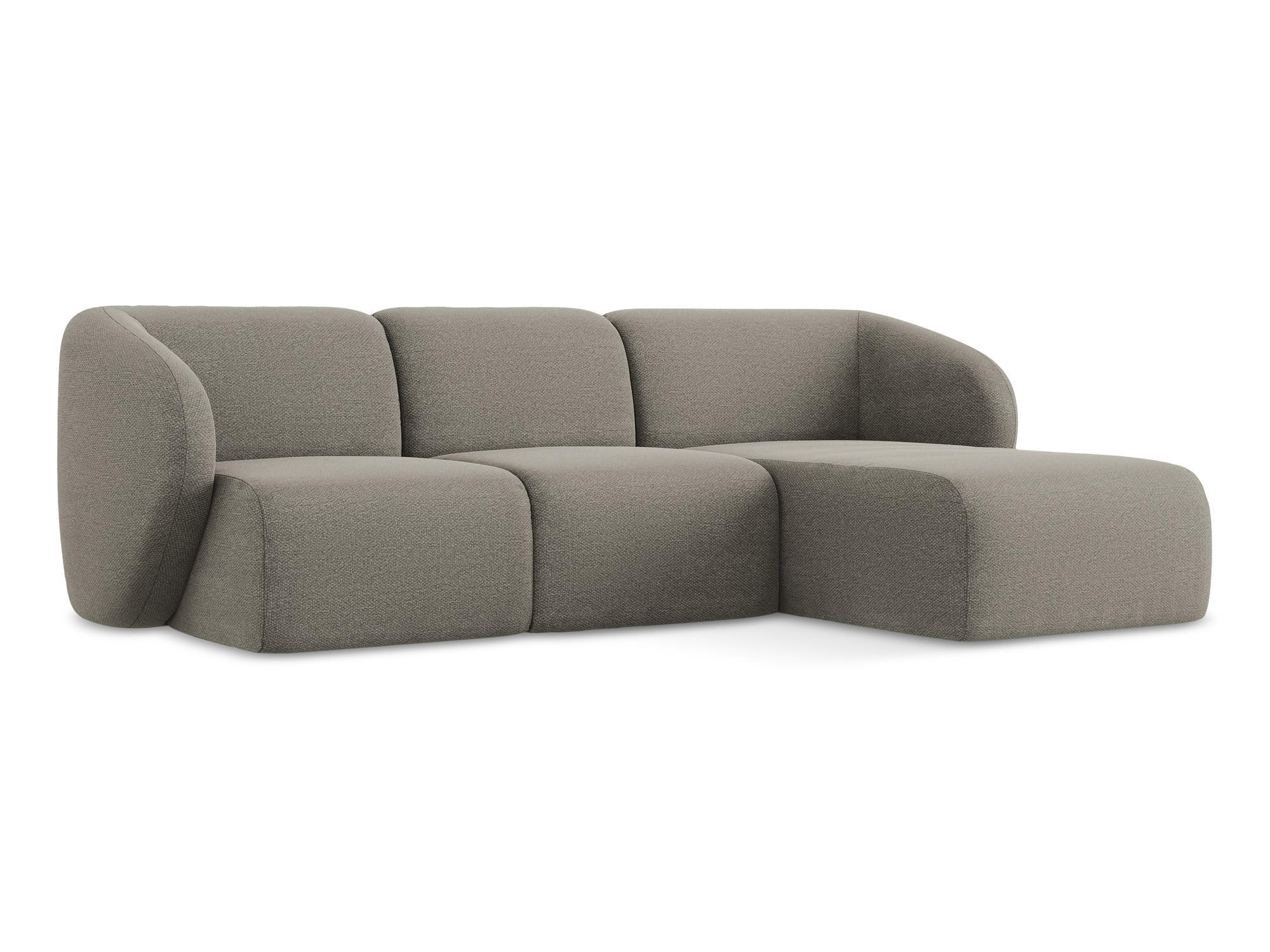 ECKSOFA Rechts Bouclé Stoff Grau - Schwarz/Grau, Holzwerkstoff/Kunststoff (248/166cm) - Makamii
