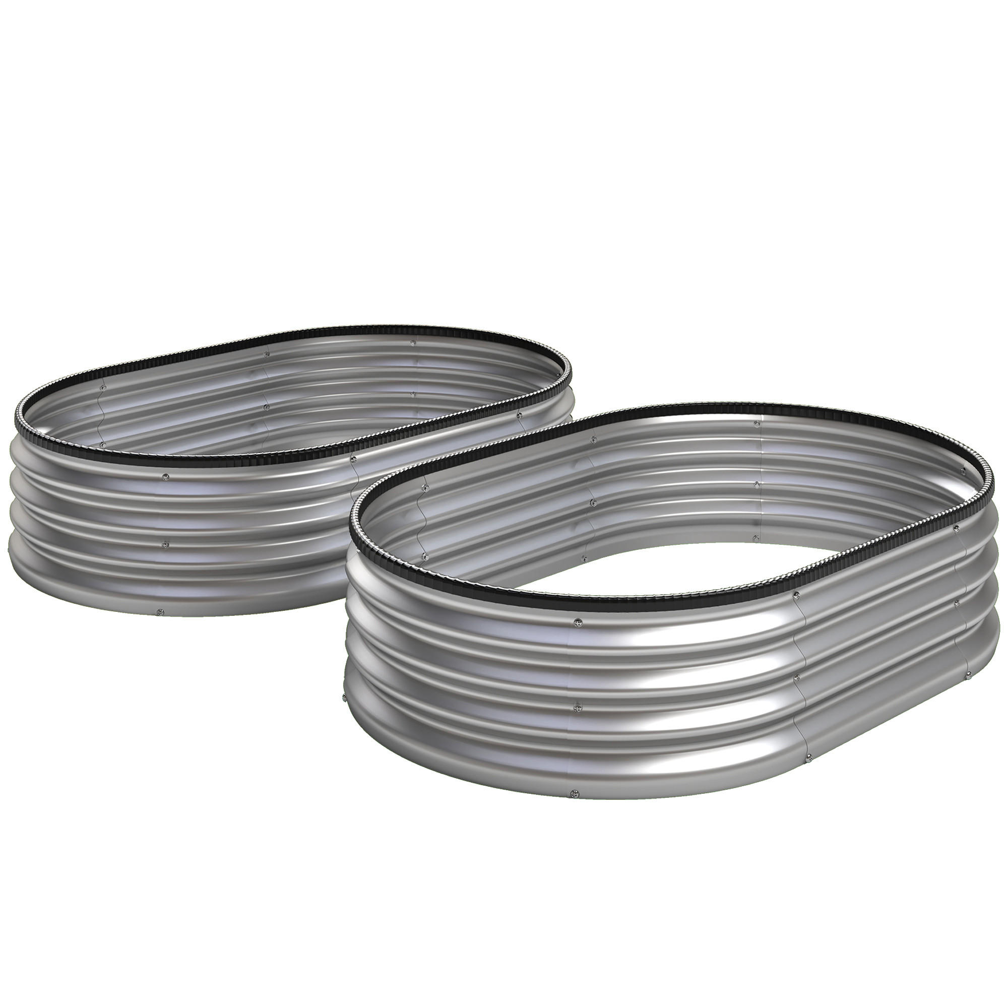 HOCHBEET-SET 2 TLG. aus Verzinktem Stahl Silber - Silberfarben, Metall (90/30/135cm) - Outsunny