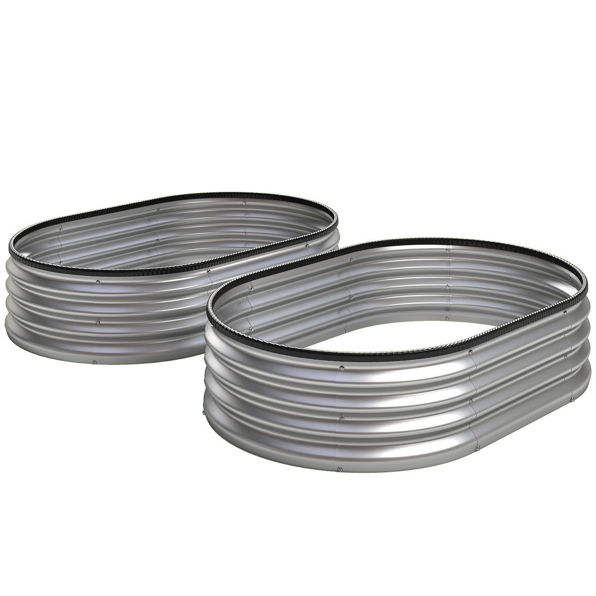 HOCHBEET-SET 2 TLG. aus Verzinktem Stahl Silber - Silberfarben, Metall (90/30/135cm) - Outsunny