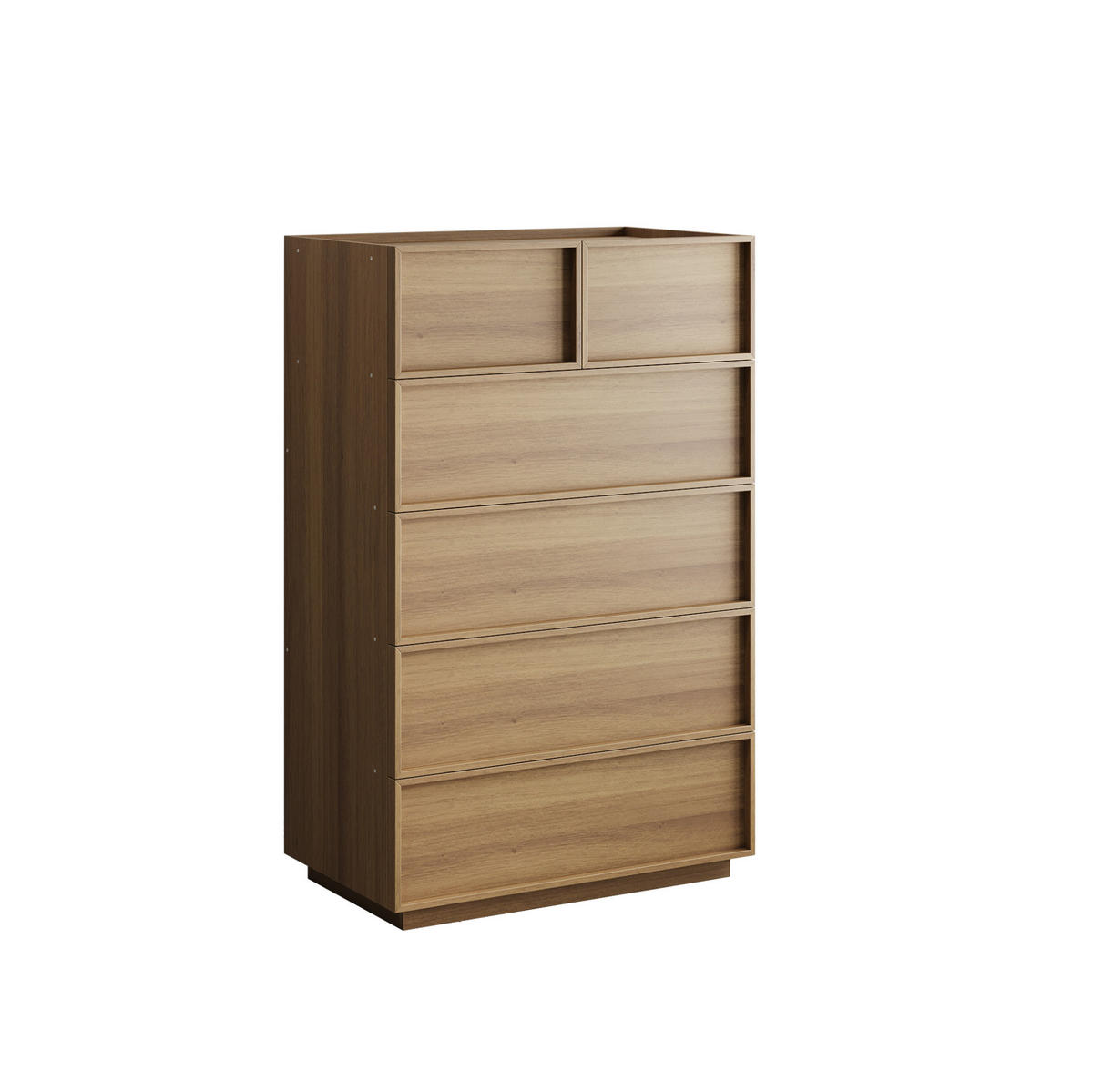 KOMMODE 80/127/48 cm Eichefarben aus MDF und Spanplatte mit 6 Schubladen - Nussbaumfarben, Holzwerkstoff (48/127/80cm) - OKMYHOME