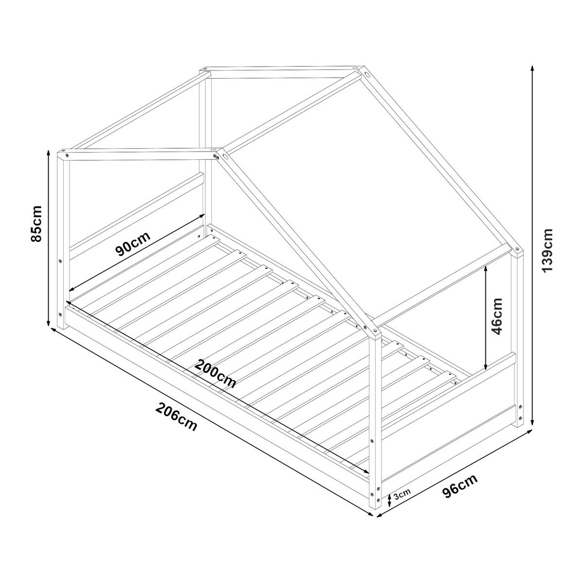 KINDERBETT Simo mit Matratze - Weiß, Holz (90/200cm) - [en.casa]