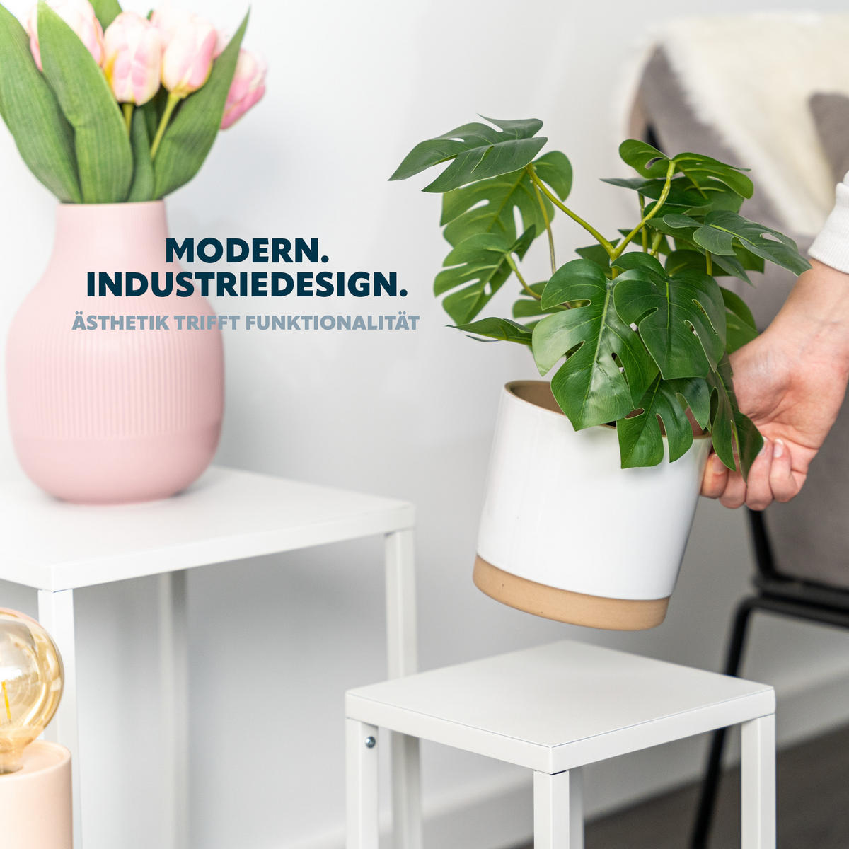 BLUMENHOCKER 4er-Set, weiß, Metall - Weiß, Metall (30/30/45cm) - bremermann