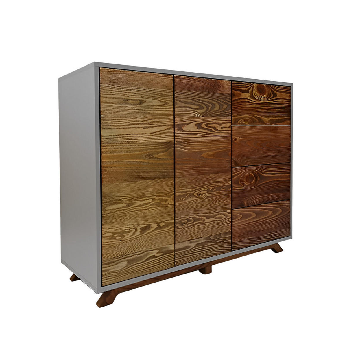 HOLZKOMMODE mit Fronten aus altem Massivholz BERGEN - Eichefarben, Holz (120/95/45cm) - Rawood Furniture