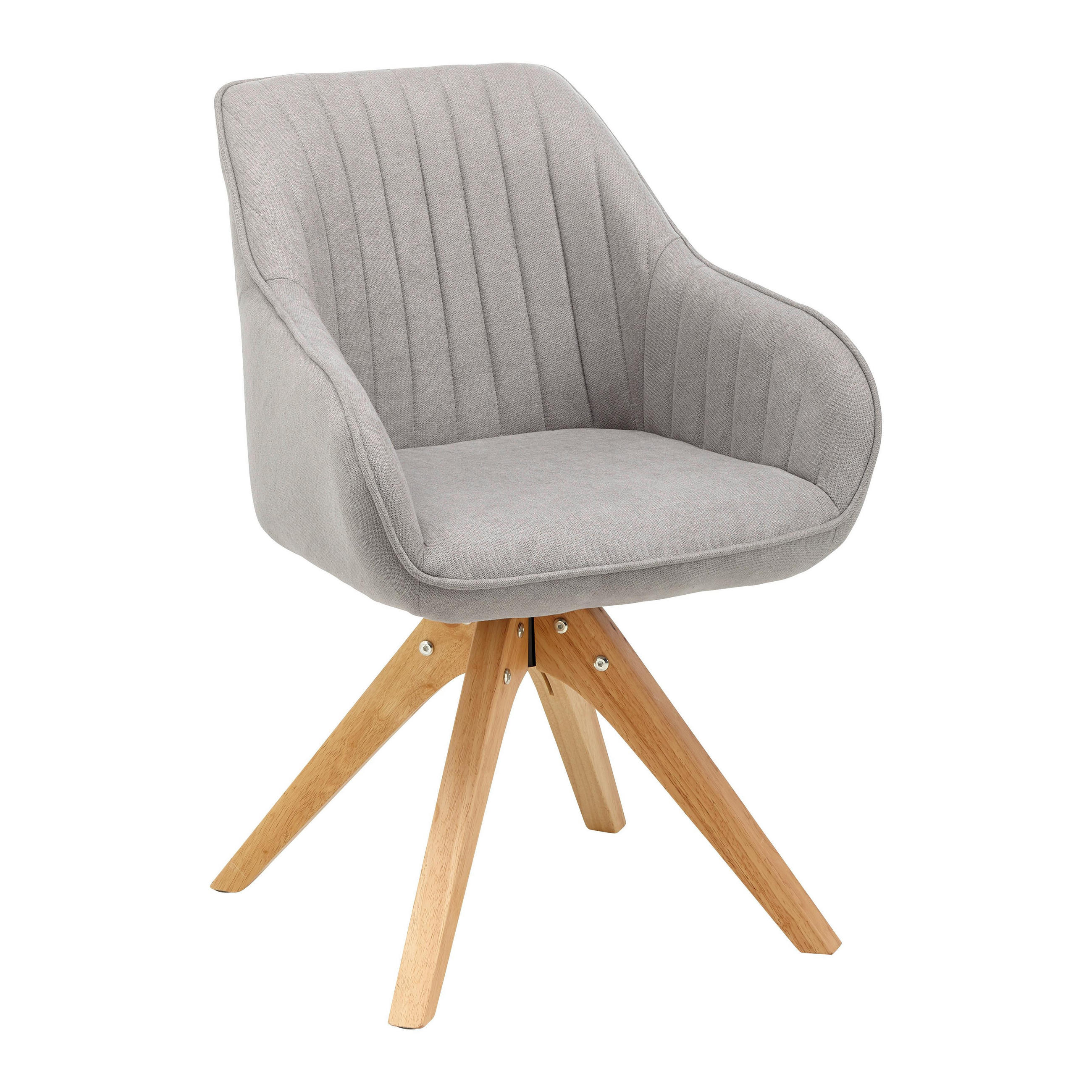 ARMLEHNSTUHL Leonie Hellgrau Webstoff Drehbar Gepolstert - Hellgrau, Holz (60/84/61cm) - Bessagi Home