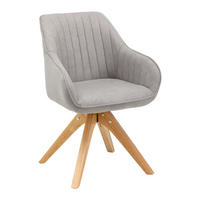 ARMLEHNSTUHL Leonie Hellgrau Webstoff Drehbar Gepolstert - Hellgrau, Holz (60/84/61cm) - Bessagi Home