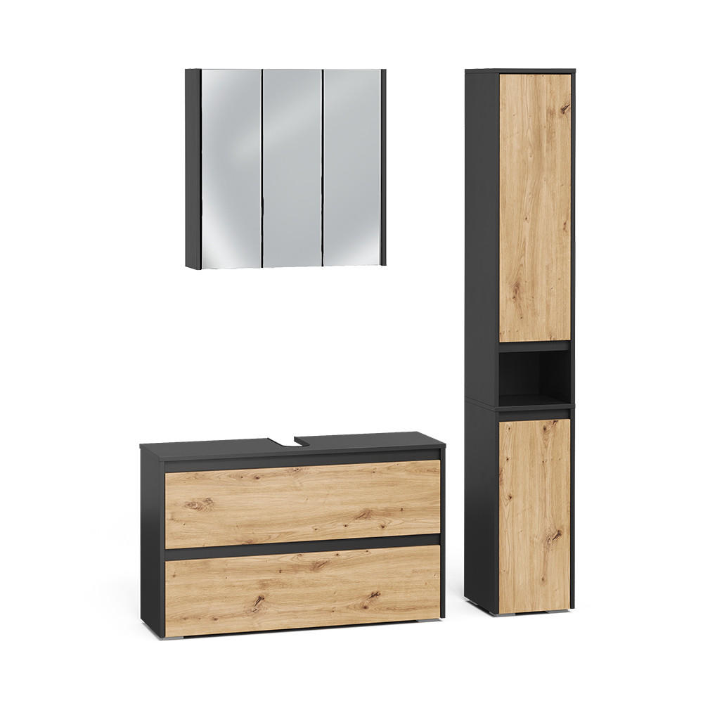 Vicco Badmöbel-Set Anthrazit, Eiche Artisan 100x62x30.1 cm