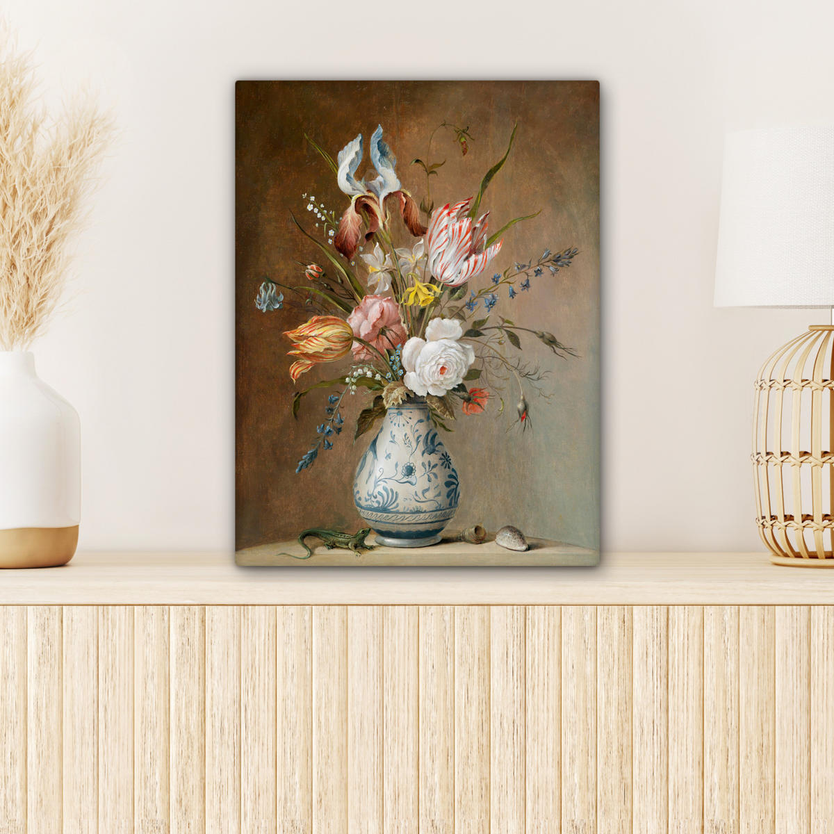LEINWANDBILD Alte Meister - Blumen - Balthasar van der Ast 30x40 cm - Hellbraun, Textil (30/40cm) - MuchoWow