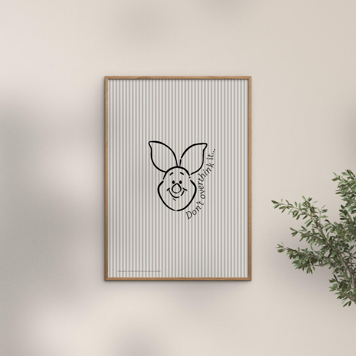 POSTER mit Rahmen Disney - Disney - Piglet Don’t Overthink It - Eichefarben/Beige, Holz/Papier (30/40cm) - Poster&Frame